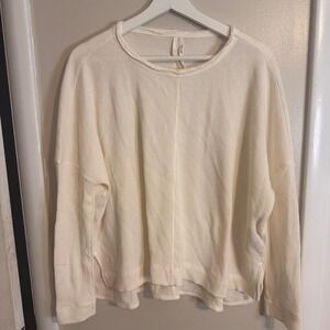 Anthropologie Womens Oversized White Thermal Top SZ XS